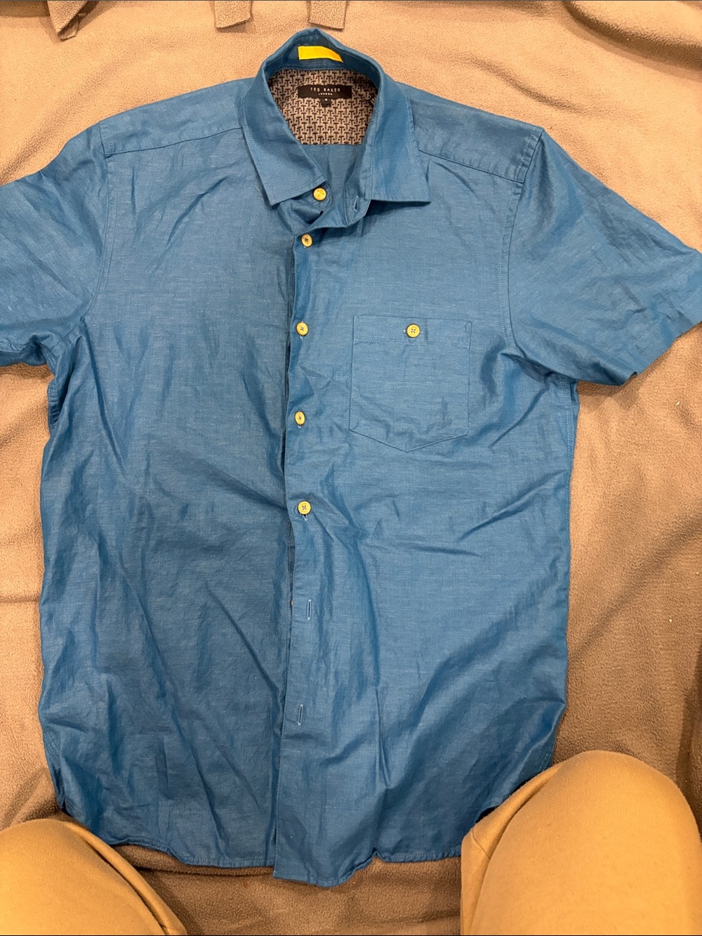 Ted Baker London Short-Sleeve Button-Down Shirt in Blue